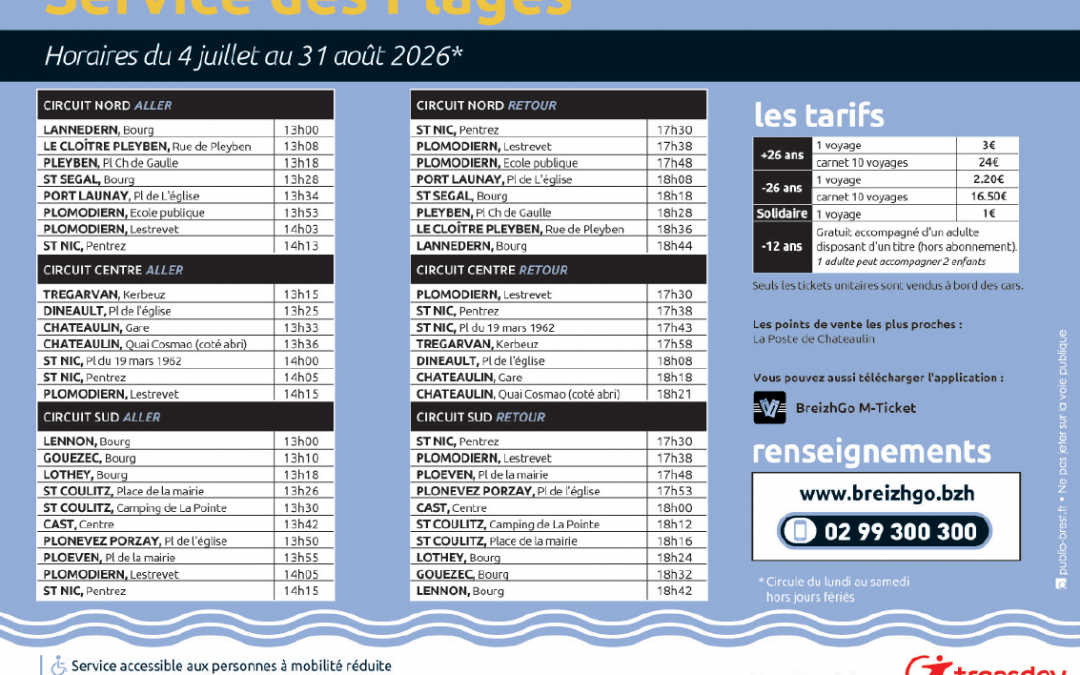 BREIZHGO : Service des plages – été 2026